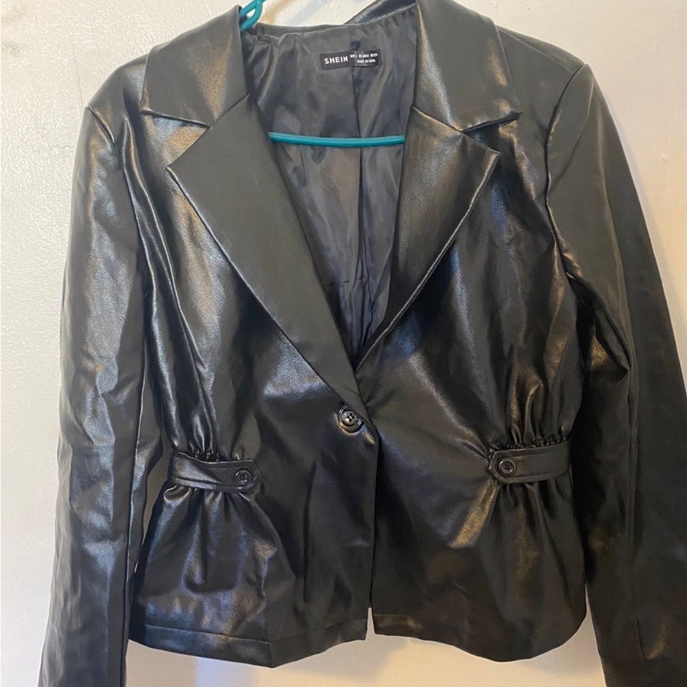 SHEIN Glossy Black Blazer Jacket